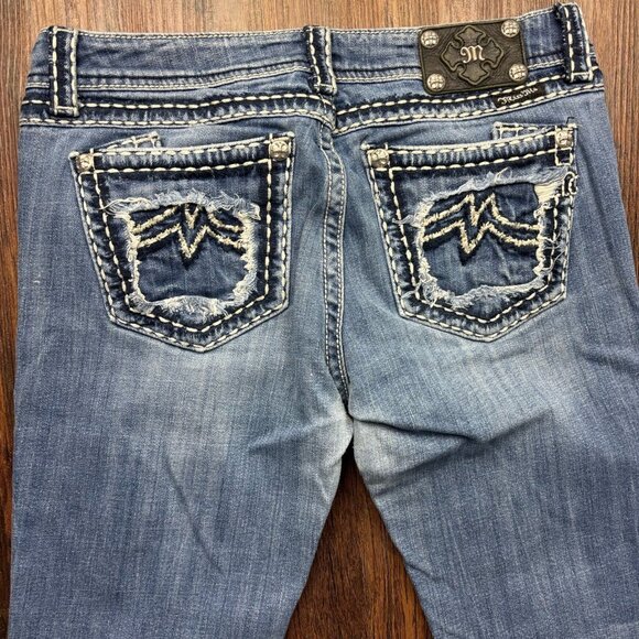 Miss Me Relaxed Skinny Jeans Embellished Distressed Light Wash Women's Size 31 - Picture 4 of 12